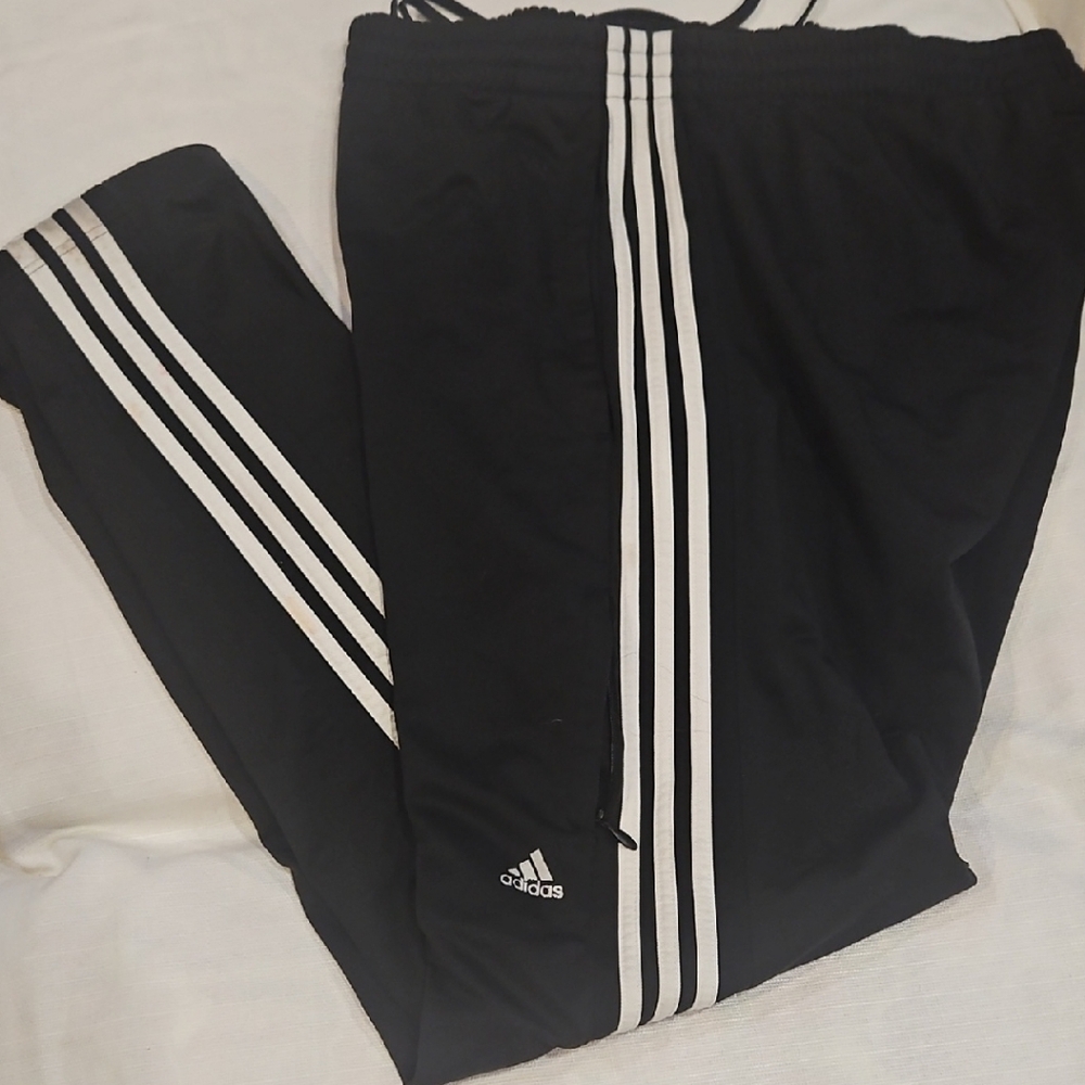 Adidas Mens Black Joggers with White tripes
